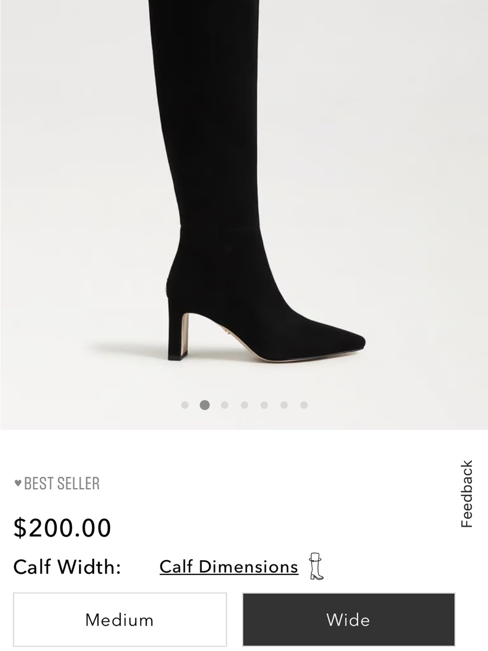 Sam Edelman Black Knee-High Sylvia Boot, Wide Calf